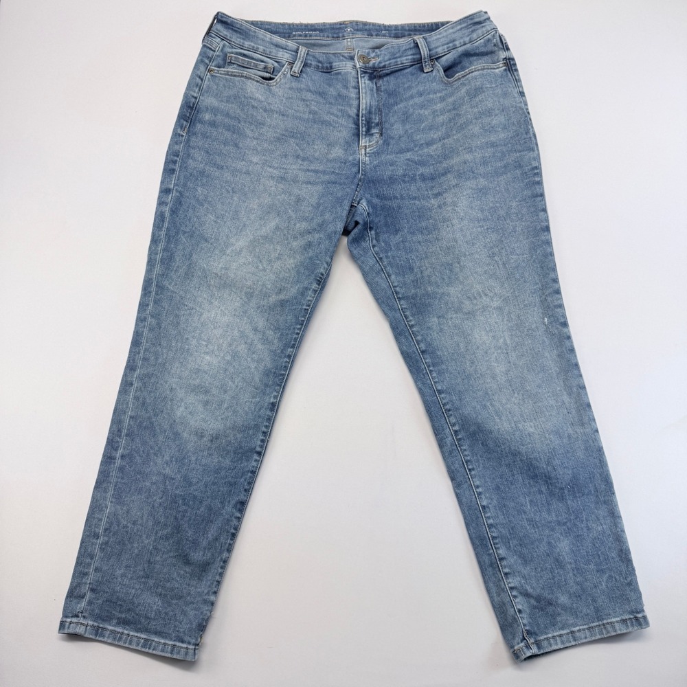 St. Johns Bay Girlfriend Jeans Blue Medium Wash Denim Plus Size 16W Stretch